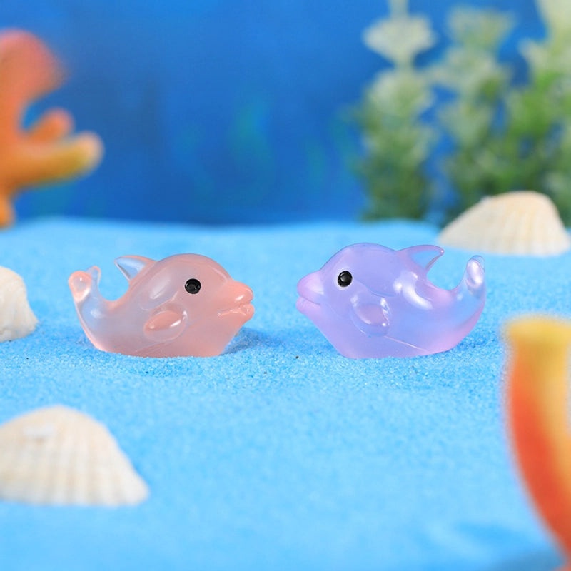 Colorful Luminous Dolphin Doll Pendant with Moss Micro Landscape Resin Jewelry | Creative Resin Jewelry