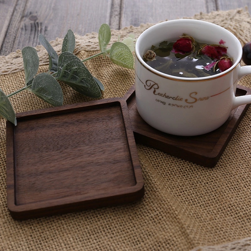 Engraved Wooden Tea Coaster Set Japanese Style Heat Insulation Mat Durable Cup Holder | Home & Kitchen > Drinkware Accessories