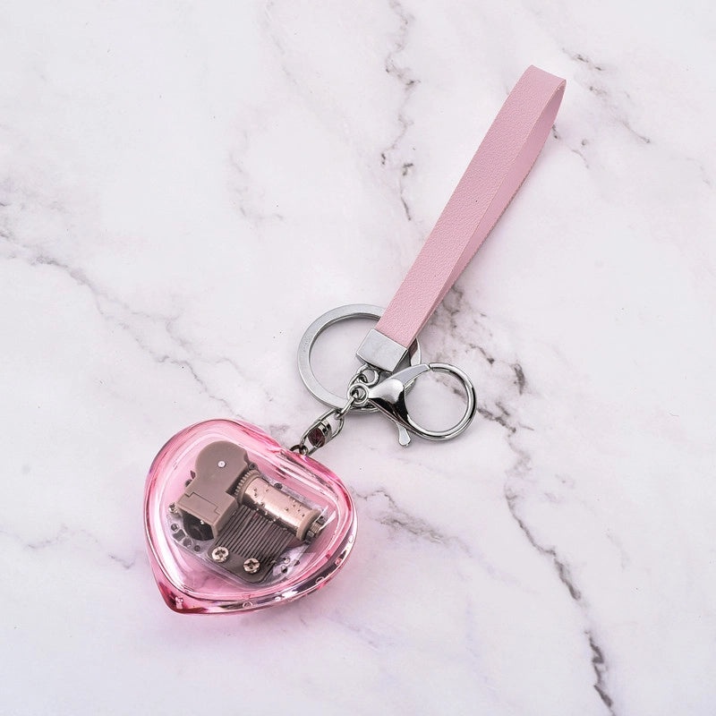 Heart-shaped Music Box Keychain Mini Acrylic Korean Creative Gift for Kids|Accessories & Keychains