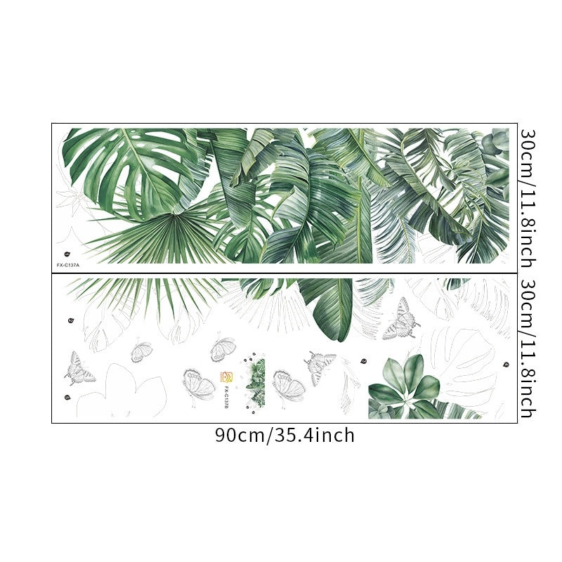 Tropical Green Leaf Wall Decal for Home Decor|Wall Stickers