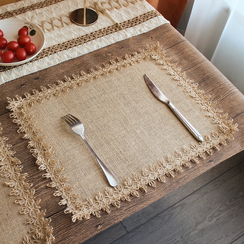 Baroque Inspired Solid Color Jute Placemat Single Piece|Home Decor & Tableware
