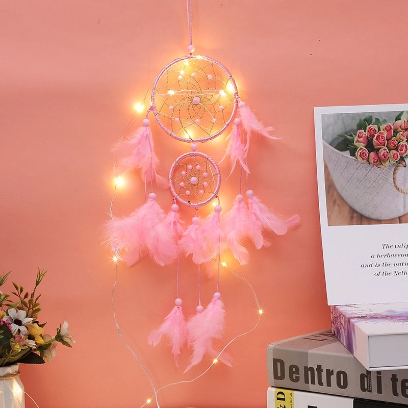 Boho Chic Dreamcatcher with Wooden Beads and Feathers | Home Decor