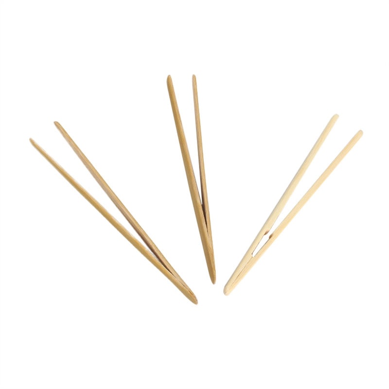 Amoy Porcelain Bamboo Tea Clip Set with Solid Wood Handle Stainless Steel Tea Cup Holder Tea Ceremony Accessories|茶具配件