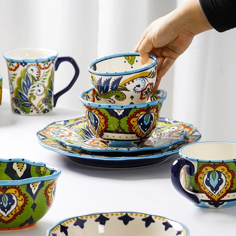 Creative Hand-painted Irregular Ceramic Plate Set | Home & Kitchen Tableware