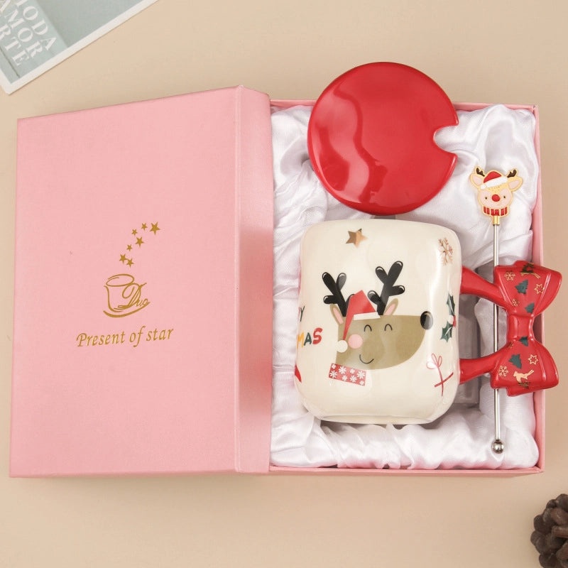 Cartoon White Porcelain Water Bottle for Christmas Casual Vacation | Drinkware & Water Bottles