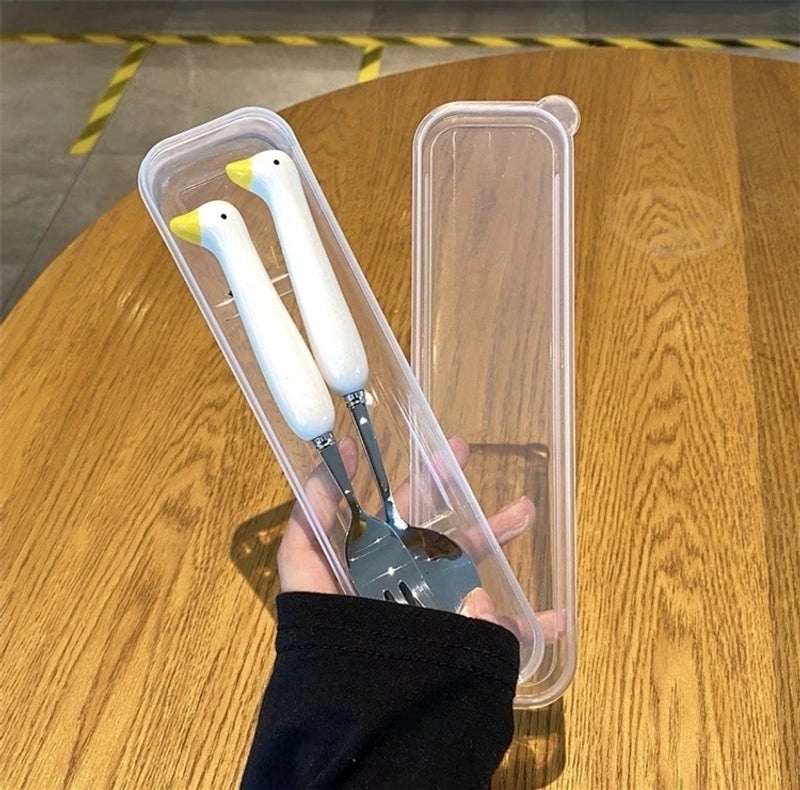 Adorable Cartoon Frog and Crocodile 430 Stainless Steel Ceramic Tableware Set | Kitchen & Dining