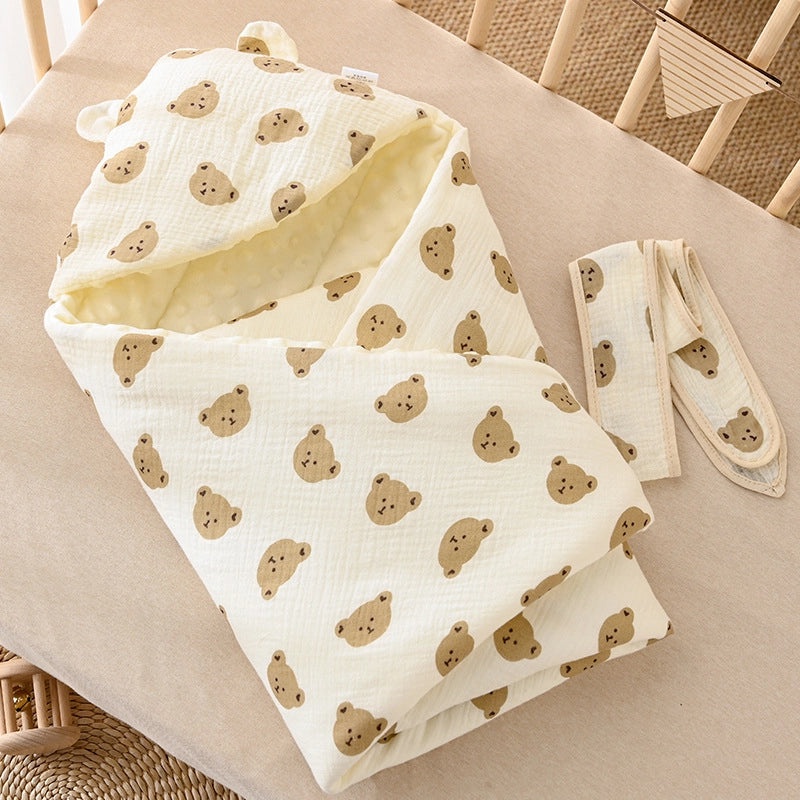 Velvet Quilted Hooded Baby Swaddle Blanket Autumn Winter Newborn Delivery Room Package|Baby Clothing & Accessories