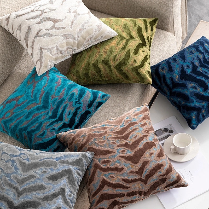 French Style Luxury Velvet Jacquard Waist Pillow Cushion for Sofa Bedside Back Support|Home Decor Pillows