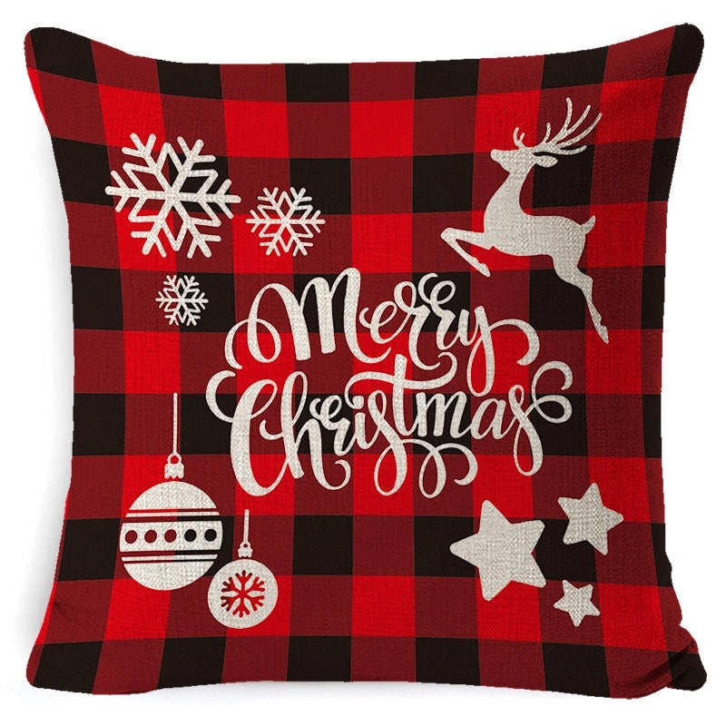 Christmas Linen Pillow Cover for Living Room Office Car Sofa Waist Cushion|Home Decor Cushions
