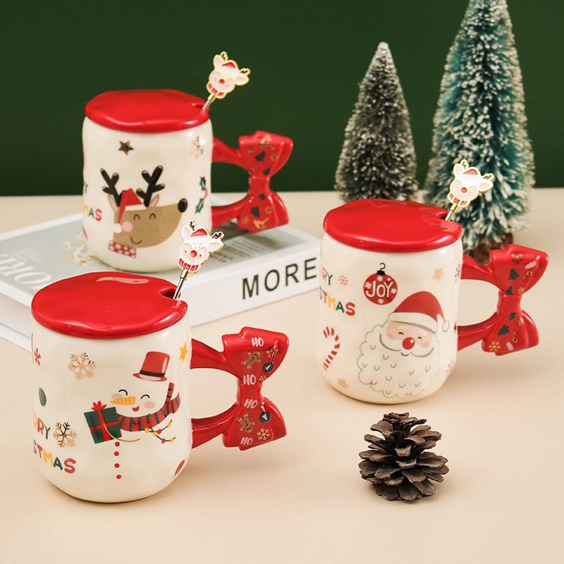 Cartoon White Porcelain Water Bottle for Christmas Casual Vacation | Drinkware & Water Bottles