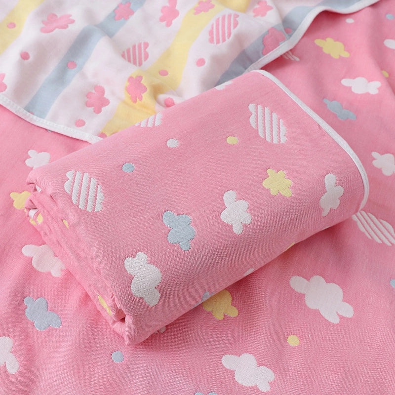 Soft Cotton Gauze Baby Bath Towel 110x110cm Wrap Jacquard Quilt Spring Summer|Baby Bath Towels & Quilts