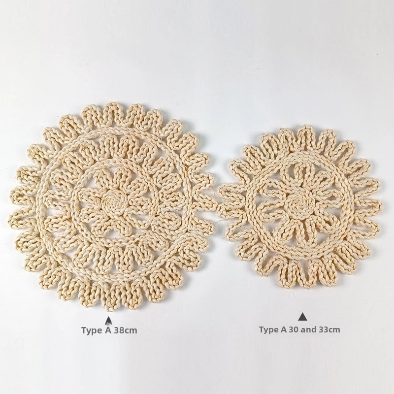 Hand-Woven Corn Husk Grass Flower Mat for Dining Table Insulation Coaster Pot Bowl Mat|Kitchen & Dining Accessories