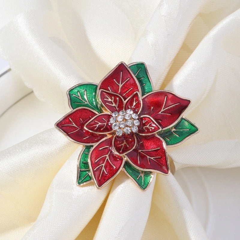 Elegant Floral Alloy Napkin Ring for Christmas Casual Dining | Tableware & Napkin Rings