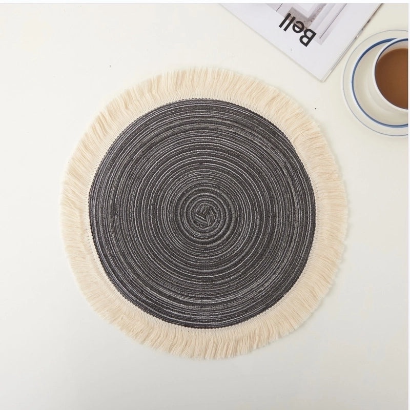 Cotton Yarn Placemat for Casual Vacation Dining, Solid Color, Single Piece|Home & Kitchen Table Linens