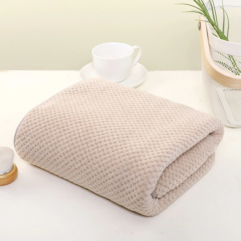 Pineapple Plaid Coral Velvet Bath Towel 70x140cm Large Adult Beach Towel High Density Printed Logo|Home & Living - Bath Textiles