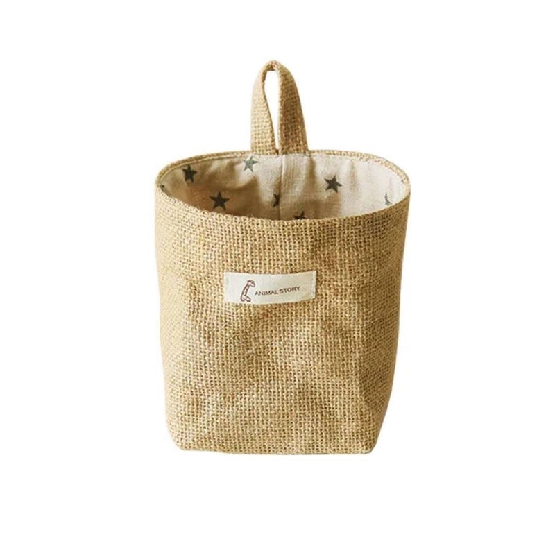 Cotton Linen Hanging Storage Bag for Door Wall Desktop Jute Organizer Sundries Bathroom Use|Home Storage & Organization