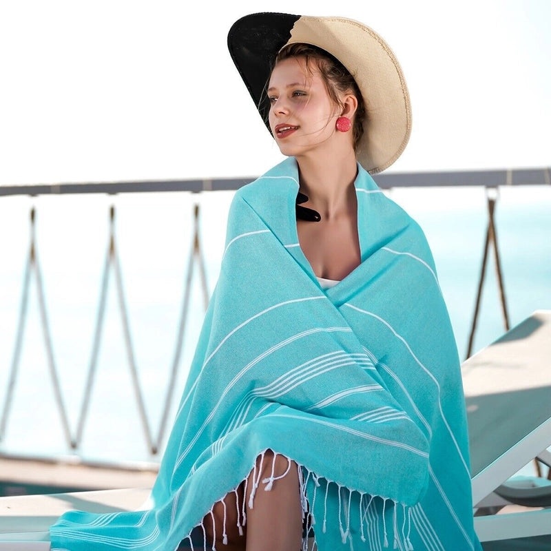 Customizable Turkey Beach Towel with Tassel Ears Striped Quick-Dry Bath Towel Embroidered | Beach Towels & Bath Linens