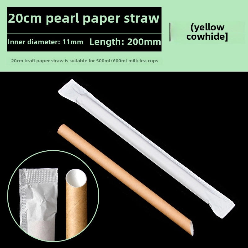 Biodegradable White and Yellow Disposable Paper Straws with Individual Packaging for Bubble Tea | Eco-Friendly Drinkware