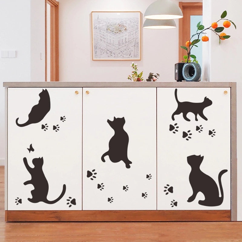 Playful Cat Footprint Wall Decals for Home Decor|Wall Stickers & Decals