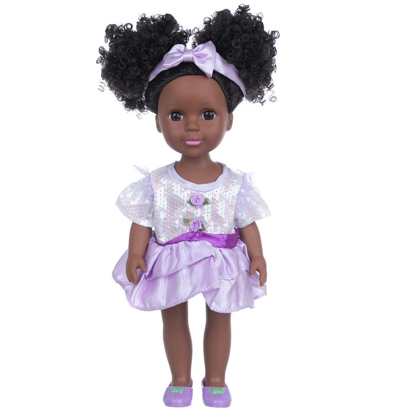 35cm Soft Rubber African Black Doll for Kids | Children's Toys