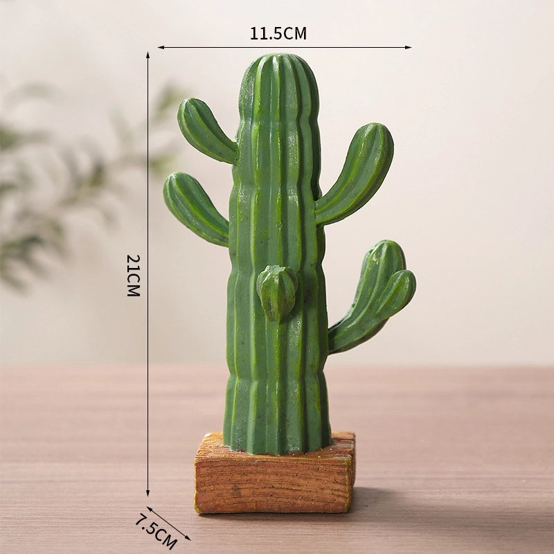 Adorable Cactus Resin Figurines for Home Decor | Artificial Plant Decorations