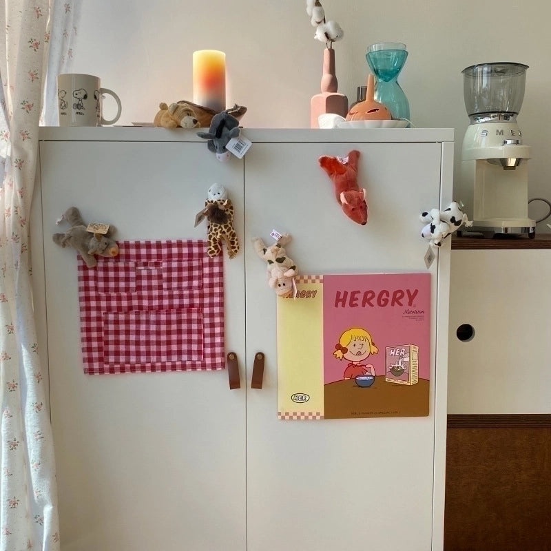 Cute Fried Fur Lion Plush Magnet Cartoon Animal Monkey Pig Refrigerator Sticker Rearview Mirror Doll Ornaments|Car Accessories