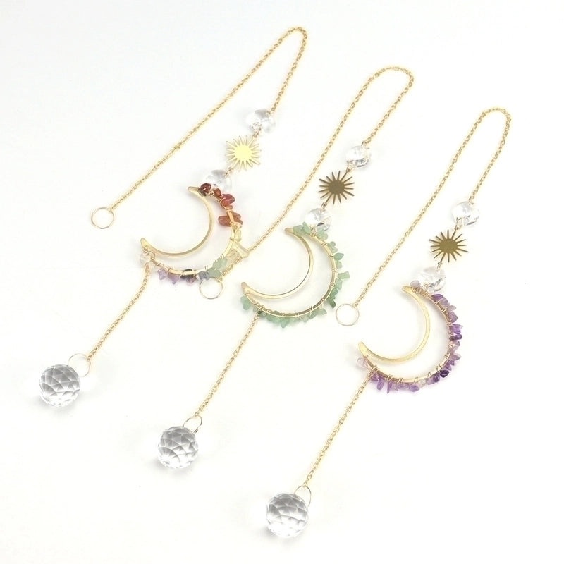 Moon Agate Chinoiserie Style Plated Pendant Necklace|Jewelry & Accessories