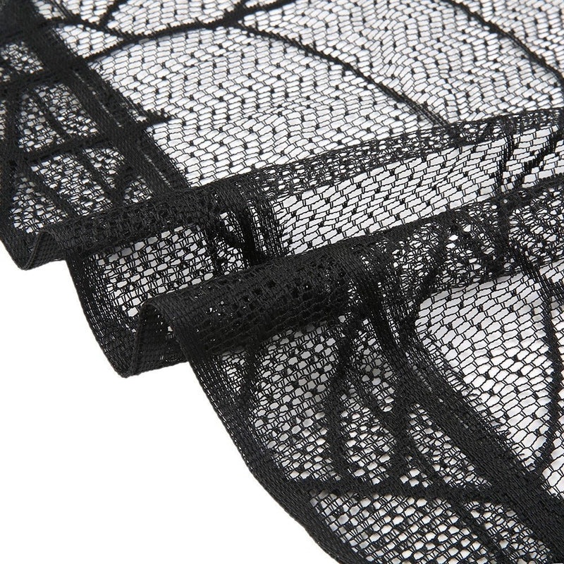 Black Lace Spider Web and Bat Halloween Door Curtain | Halloween Decorations