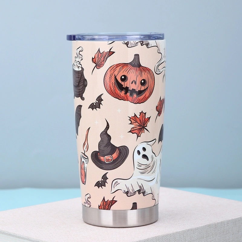 Halloween Pumpkin Bat Skull Stainless Steel Water Bottle 500ml | Halloween Accessories