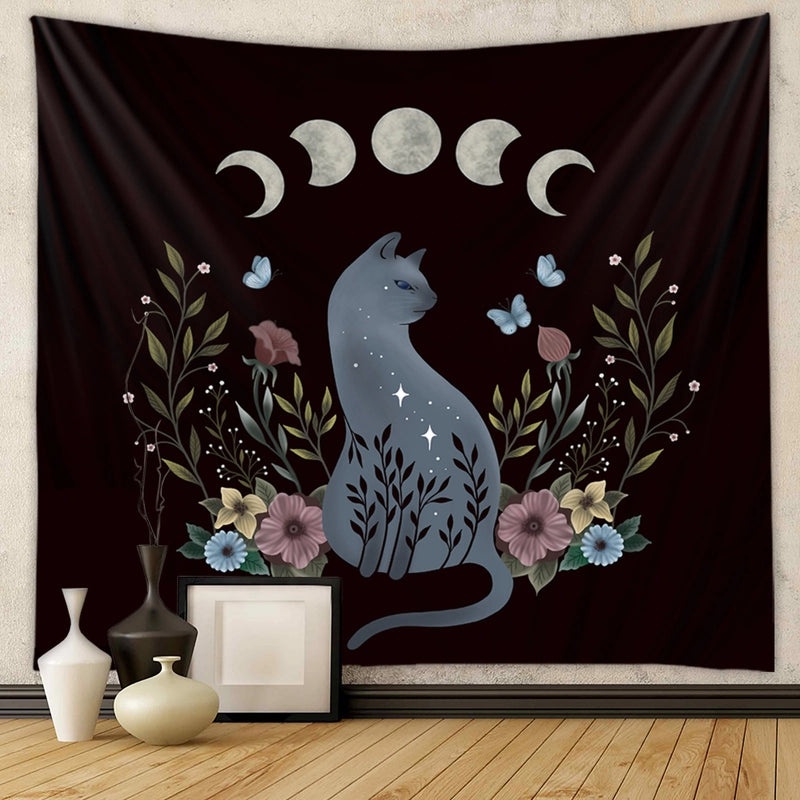 Black Cat Wall Tapestry for Home Decor | Home Decor & Wall Art