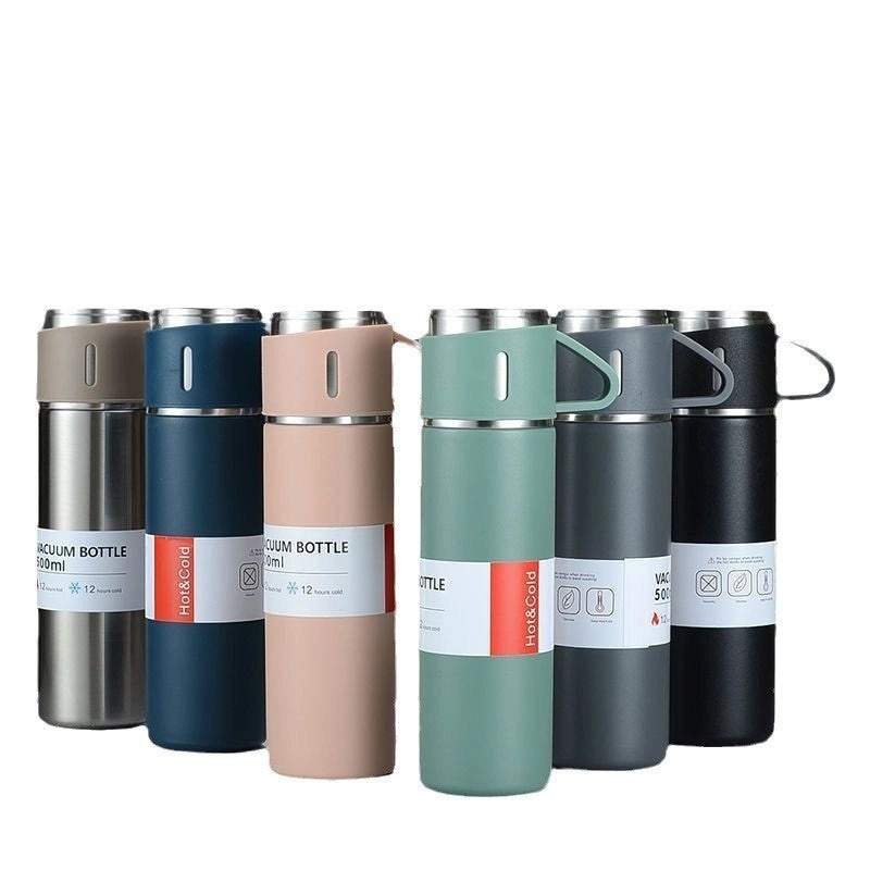 Stainless Steel Thermos Set with Three Lids 500ml for Men Business Tea Gifts with Logo Printing|Drinkware & Tumblers