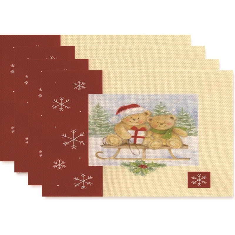 Nordic Christmas Tree Bow Knot Snowflake Linen Cotton Placemat|Home Decor & Tableware