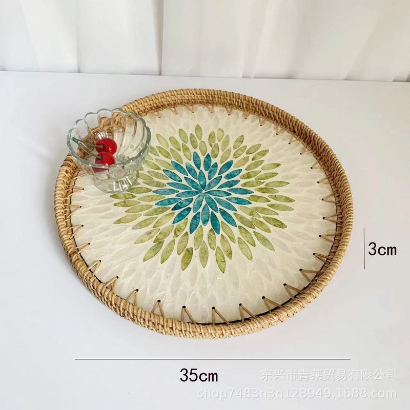 Natural Floral Grass Shell Fruit Tray|Home Decor Tableware