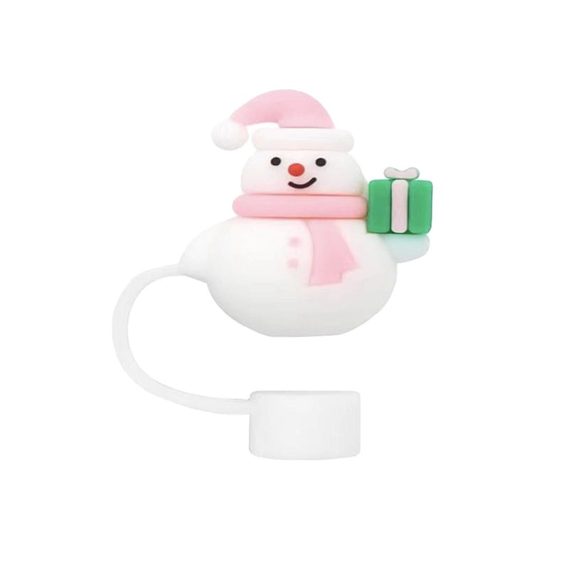 Christmas Holiday Silicone Straw Cap with Christmas Tree Santa Claus Snowman Design | Drink Accessories