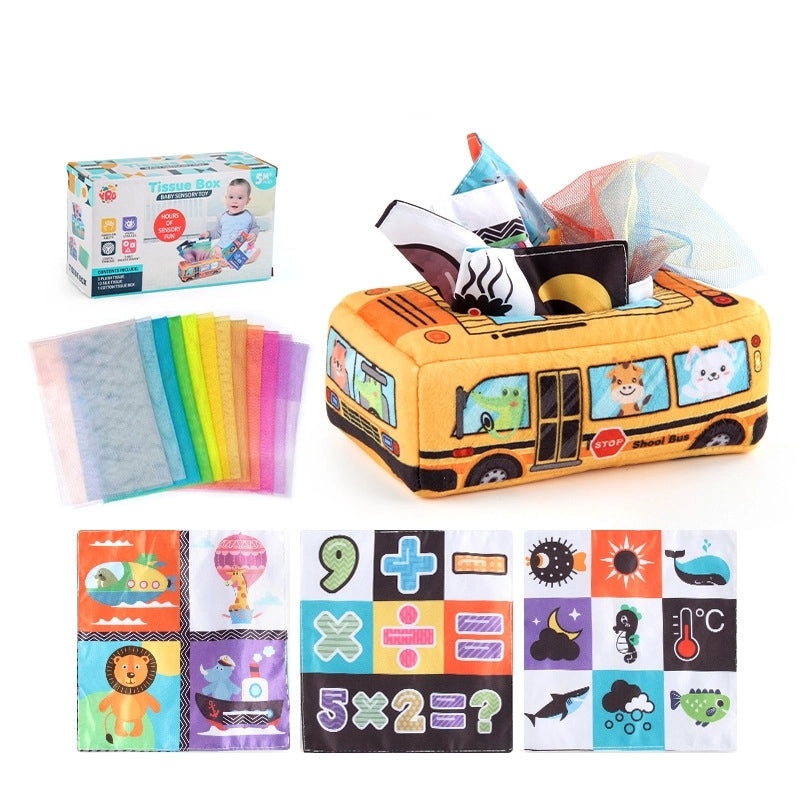Baby Educational Simulation Cloth Book Toy with Digital Traffic Design and Ringing Tissue Box for Christmas|Baby Early Education Toys