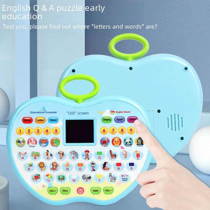 Children's LED Screen English Apple Learning Tablet with Large Storage, Reading & Story Machine Educational Toy|Early Education Toys