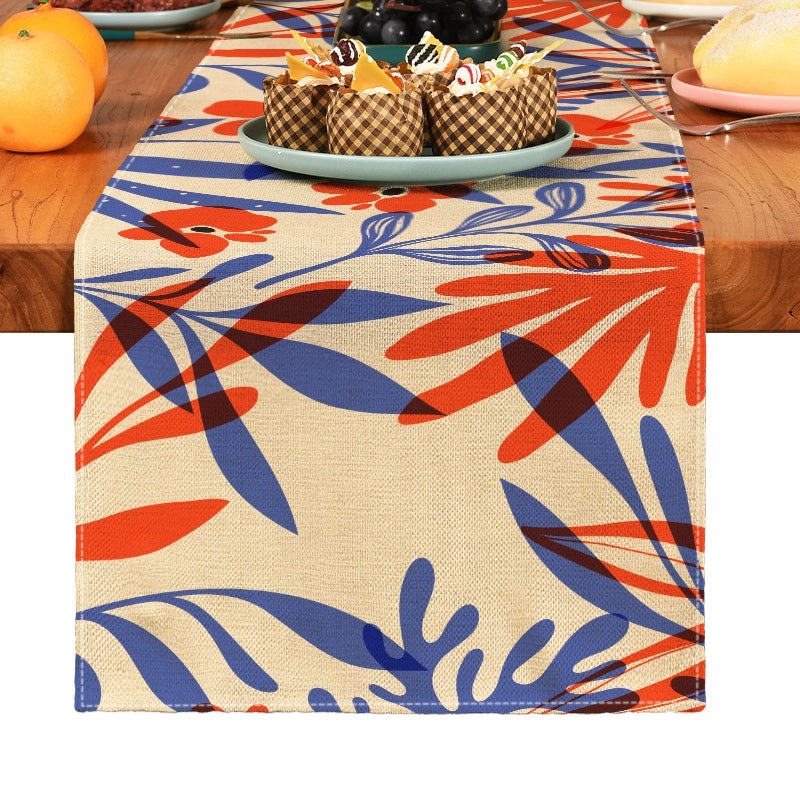 Stylish Vintage Leaf Pattern Linen Tablecloths for Home Decor|Home & Living Table Linens