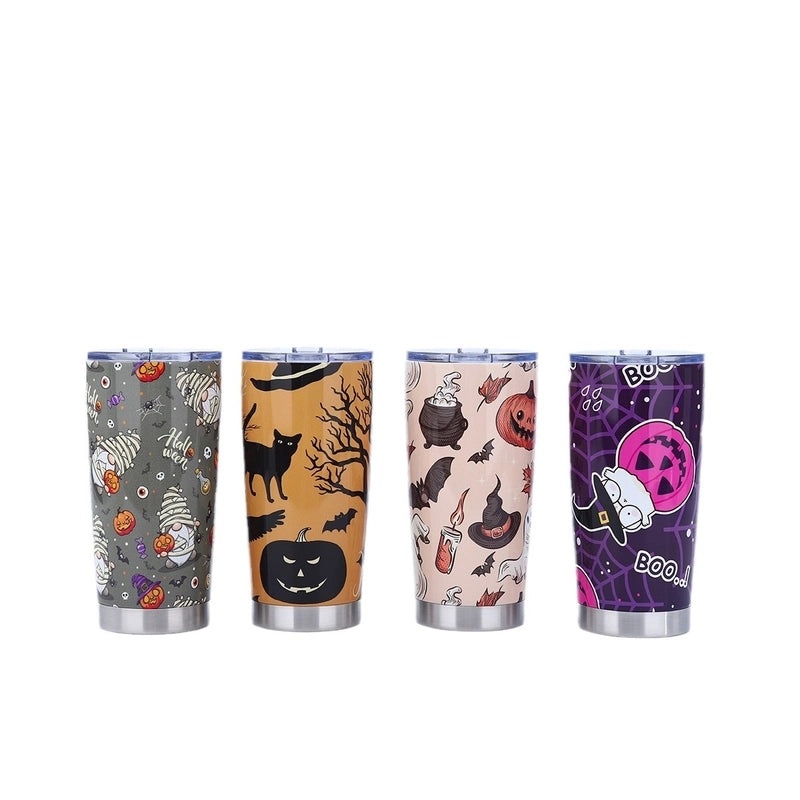 Halloween Pumpkin Bat Skull Stainless Steel Water Bottle 500ml | Halloween Accessories