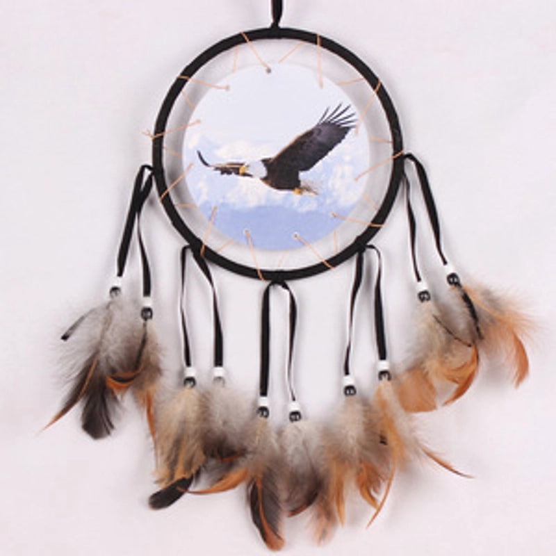 Wolf Head Dreamcatcher Oil Painting Wall Hanging with Natural Feathers | Home Decor & Wall Art
