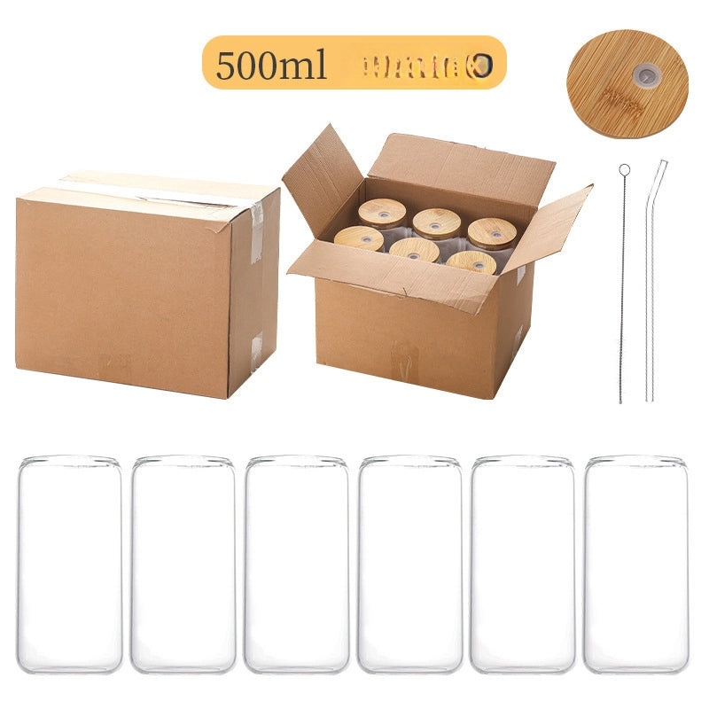 Transparent Borosilicate Glass Straw Cup with Lid for Coke Juice Coffee Milk Tea Cold Drinks | Drinkware & Glassware