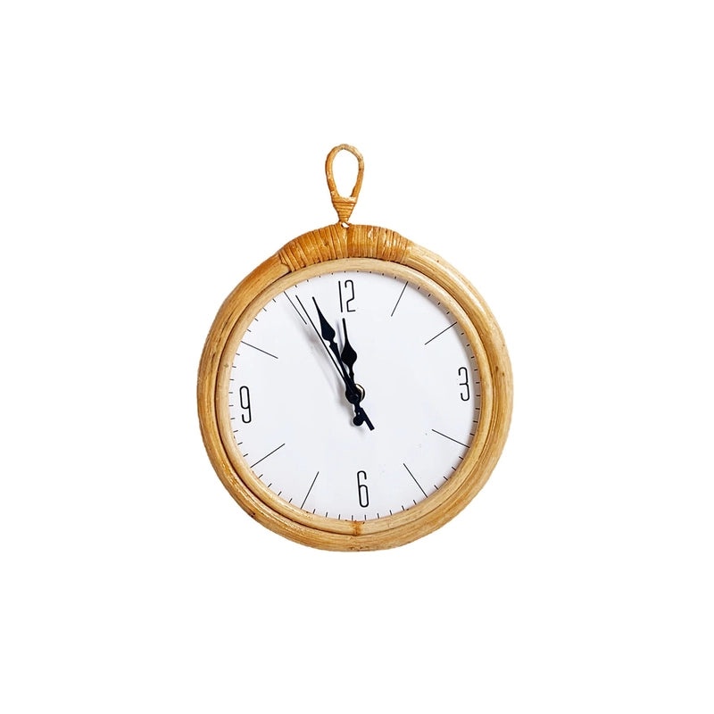 Nordic Minimalist Rattan Wall Clock | Home Decor