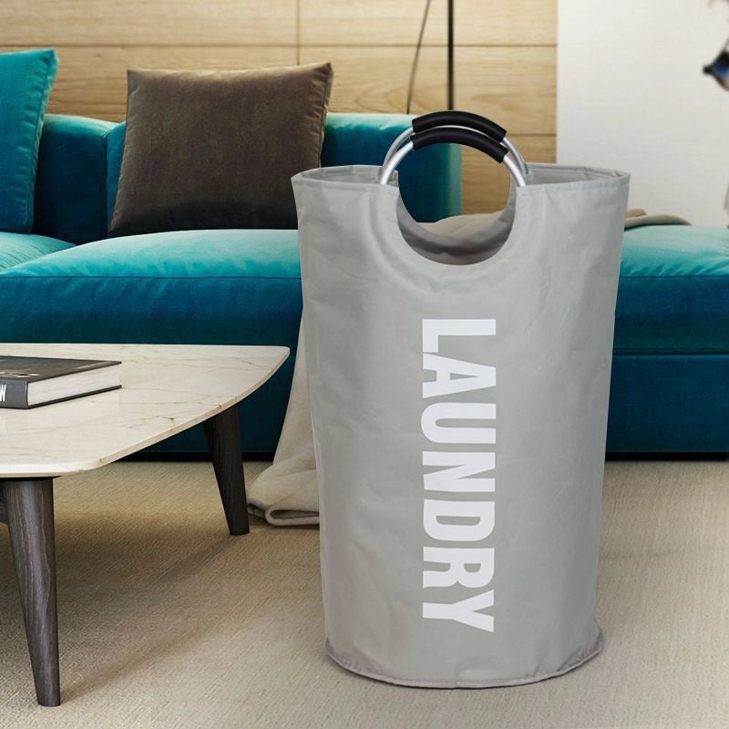 Large Capacity Laundry Bag with Double Layer Oxford Cloth and Round Aluminum Handle | Home Storage & Organization