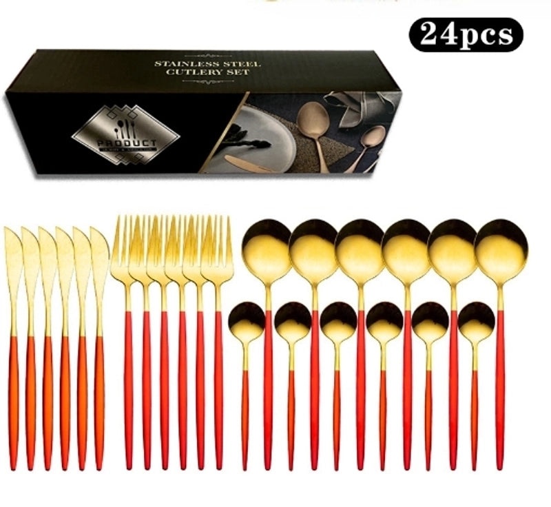 Elegant Solid Color Stainless Steel Cutlery Set 1 Piece|Kitchen & Dining