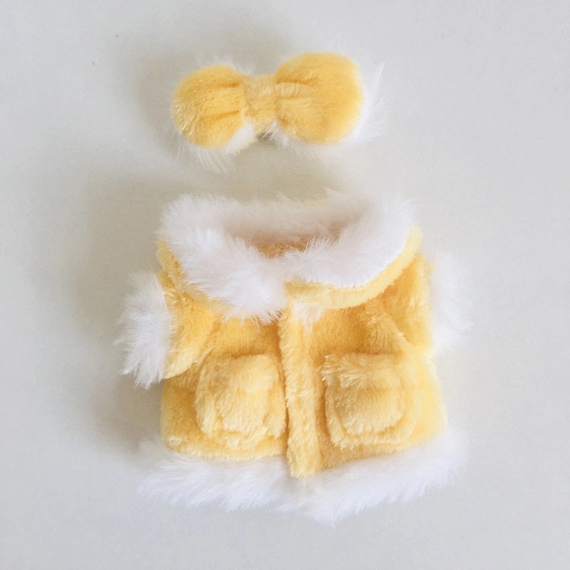 17cm Plush Doll Clothes Set Vinyl Rab Cloth Coat and Skirt Outfit Accessories|Doll Clothing & Accessories