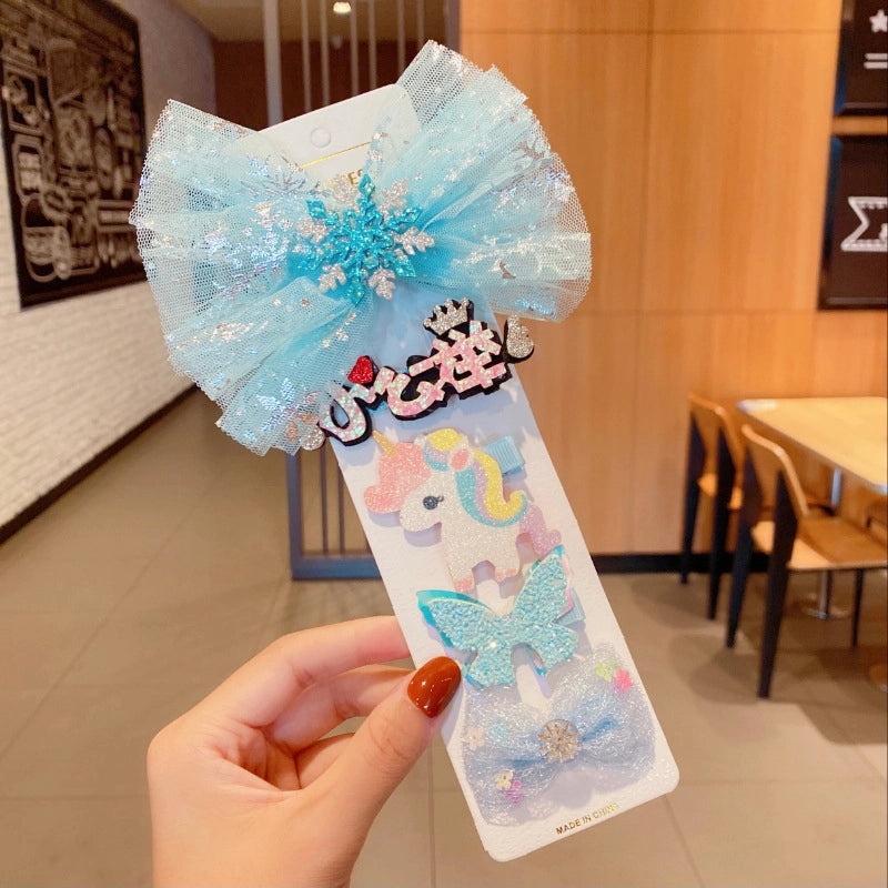 Children's Cartoon Bow Hairpin Set | Kids Hair Accessories