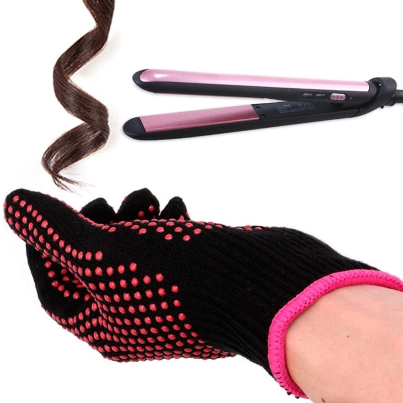 Heat Resistant Hairdressing Gloves with Silicone PVC Beads for Curling Iron and Straightening | Hair Styling Gloves