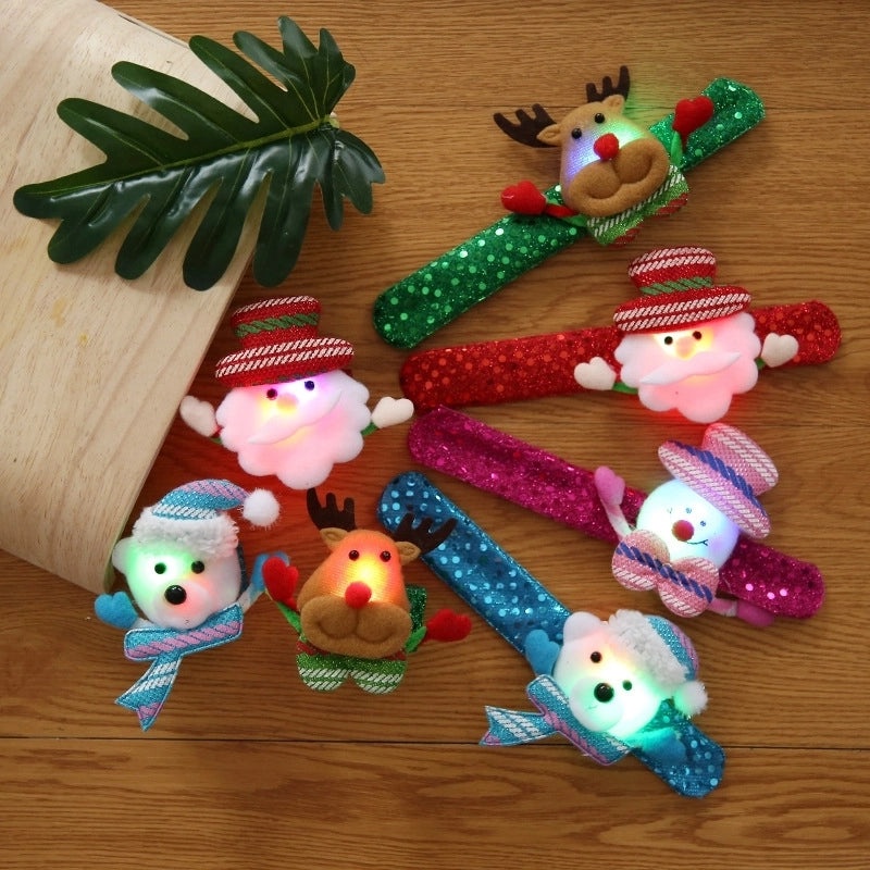 Christmas Light-Up Slap Bracelets for Kids, Snowman & Santa Designs|Kids Jewelry & Accessories