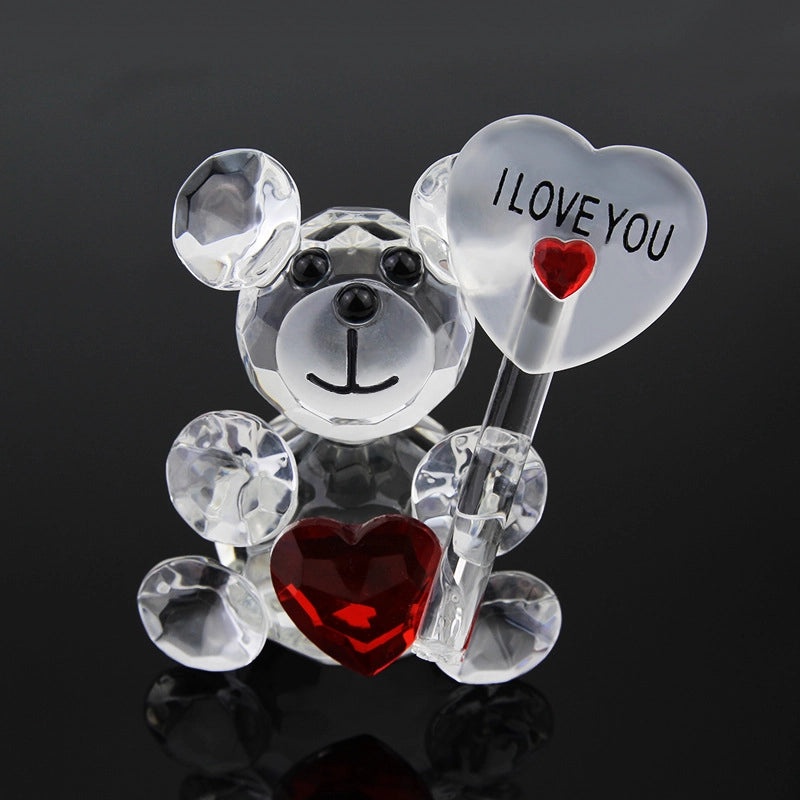 Minimalist Bear Crystal Ornament for Valentine's Day | Home Decor & Gifts