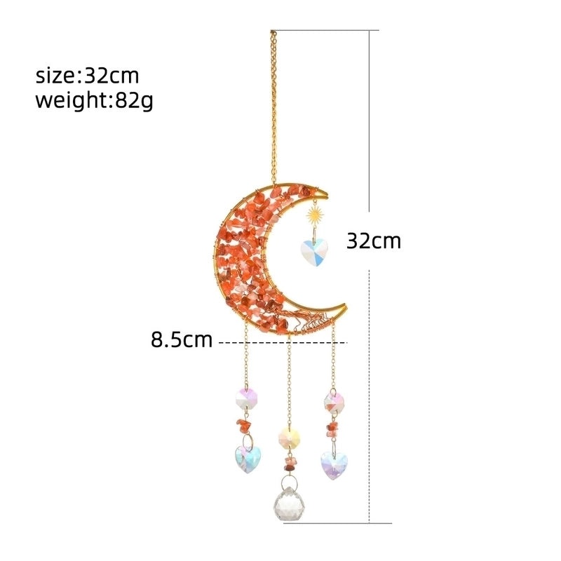 Elegant Moon and Heart Crystal Suncatcher Wind Chime for Wall Decoration|Home Decor & Wall Art