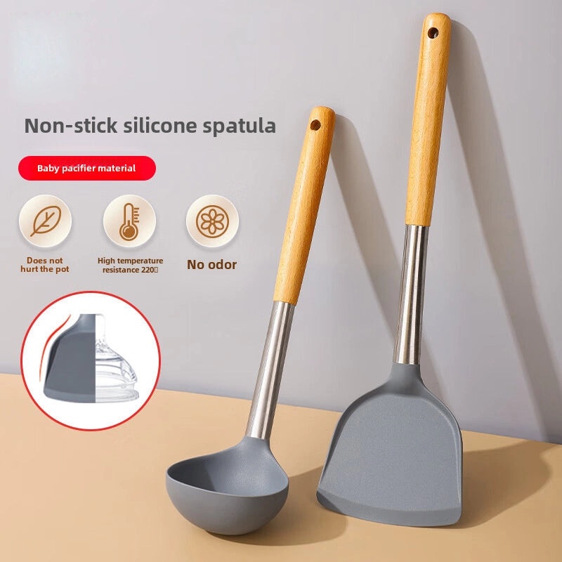 Premium Silicone Spatula with Long Wooden Handle|Kitchen Utensils & Gadgets